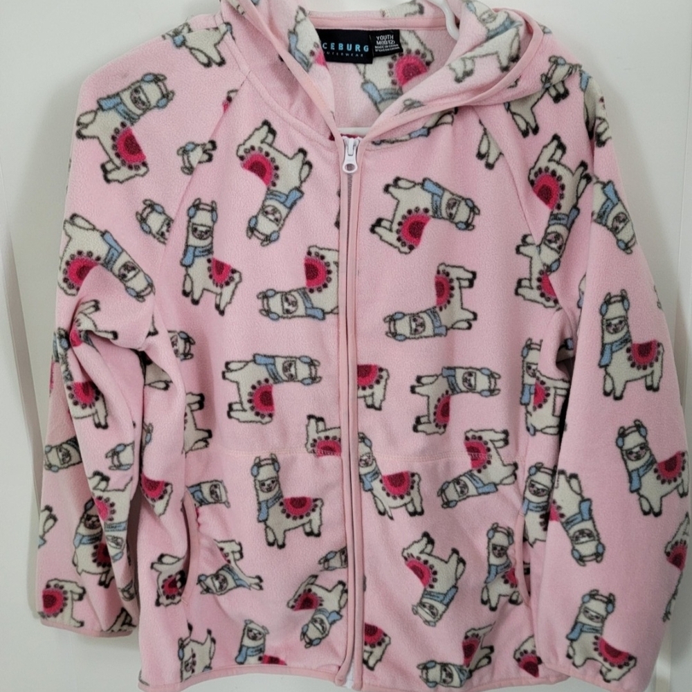 Iceburg Fleece Zip Up Alpaca Print Hoodie